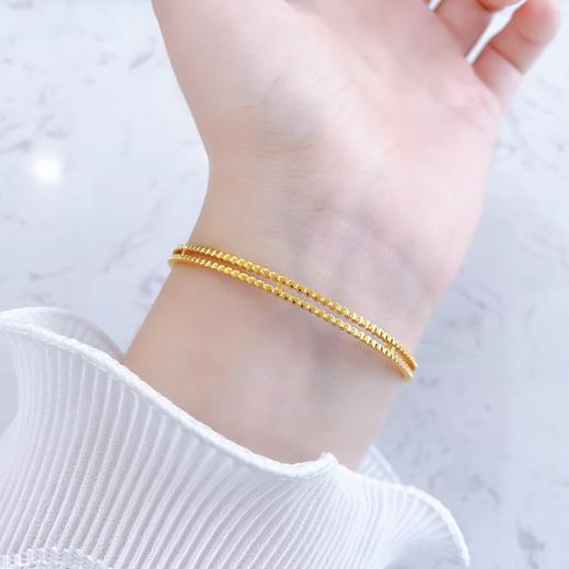 【限时克减150元】足金999.9 #清新 #CNC 【精品】镜面金镂空双层仿钻手镯（面宽约3.6-4mm）(AISZ00774))预售产品下单后不退款不退货不换货不补差价 商品图2