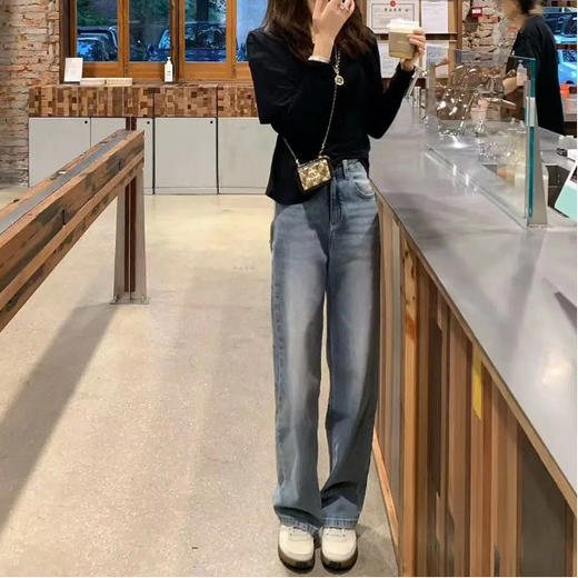 王炸版型！美国进口匹马棉直筒复古重洗牛仔裤 经典中高腰直筒裤 骨感挺括，不易变形鼓包，耐穿好打理，宽松量感舒适藏肉，拉长腿部线条比例 商品图2