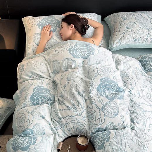 自然醒A类5D立体浮雕宽边牛奶绒四件套高档法兰珊瑚绒床单被套秋冬季轻奢床品QJ 商品图7