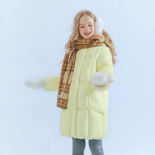 笛莎Deesha 童装女童羽绒服2025冬新款女童时尚基础泡芙中长款羽绒服 商品图0
