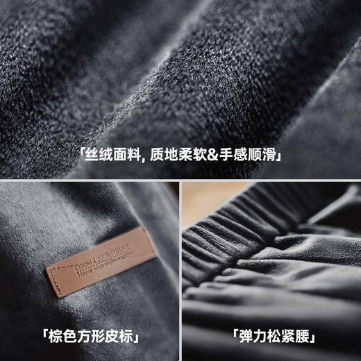 马登复古丝绒灰色松紧腰垂坠感A字中长款针织半身伞裙子女士秋季 商品图2