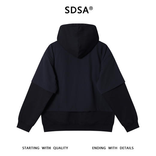 11302SDSA男士秋冬新款痞帅男装潮流纯色假两件连帽卫衣宽松百搭上衣 商品图5