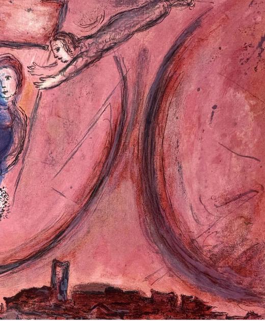 独角鹿西洋古董法国现代艺术大师夏加尔与石版画印刷师Charles Sorlier合作出品限量彩色石古董版画 商品图6