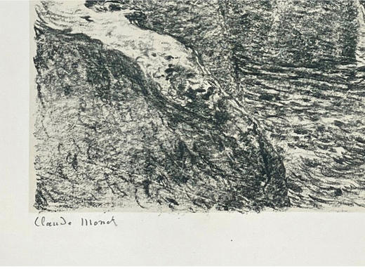 独角鹿西洋古董1892年代法国巴黎Goupil出版印象派大师莫奈授权版画家Georges William Thornley出品限量石版画作品《海崖》 商品图4