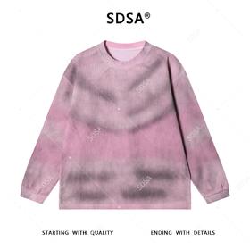 SDSA男士秋冬新款痞帅男装美式扎染肌理感圆领长袖T恤潮流慵懒风