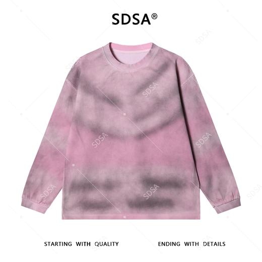 SDSA男士秋冬新款痞帅男装美式扎染肌理感圆领长袖T恤潮流慵懒风 商品图0