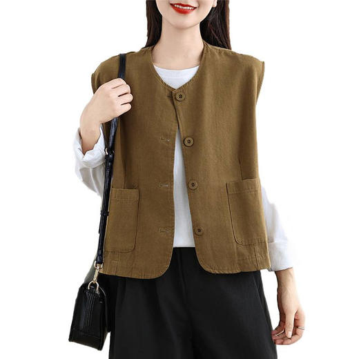 GYH 9539休闲简约大码宽松显瘦口袋背心上衣马甲 商品图4