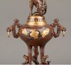日本回流 日本明治时期出品祥云瑞兽主题镀金银精雕装饰麒麟顶盖及盘龙三足底座赤铜香炉一对 商品缩略图3