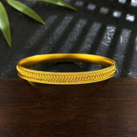 【限时克减150元】足金999.9 古法实心固口手工编织麻花手镯（面宽约5.7-6.1mm）(ANWGFSZ01091))预售产品下单后不退款不退货不换货不补差价