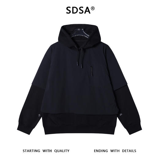 11302SDSA男士秋冬新款痞帅男装潮流纯色假两件连帽卫衣宽松百搭上衣 商品图1