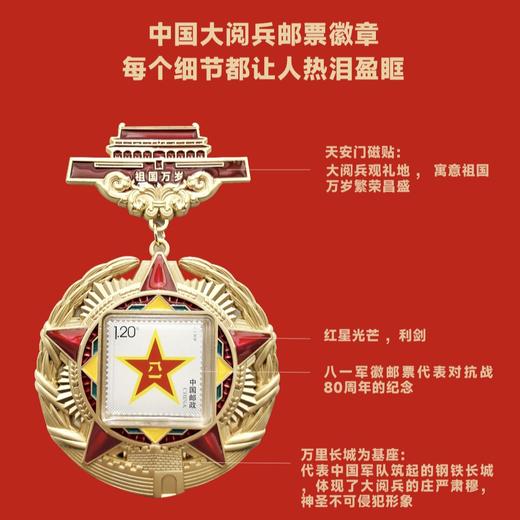 预定！9月3日发行《胜利80周年》纪念邮票 / 大阅兵徽章套装 商品图2