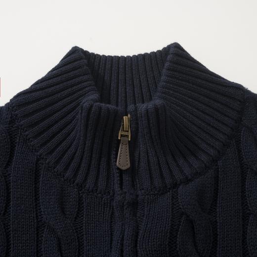 中性款绞花拉链针织毛衣 商品图2