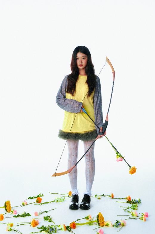 CryingCenter 半透碎花拼色插肩袖 哭喊中心 商品图3