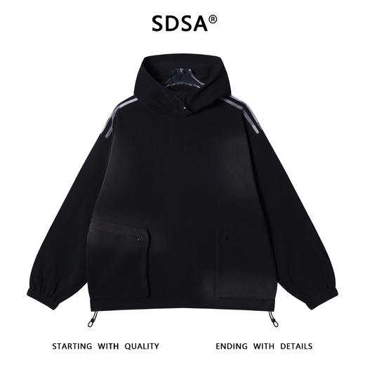 33055SDSA男士秋冬新款痞帅男装扎染拉链口袋立领连帽卫衣下摆松紧百搭 商品图1