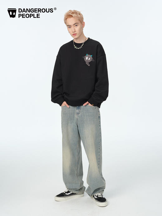 薛之谦的潮牌dsp* 纯元，胸口立体毛绒小恶魔图案，厚实纯棉软毛圈宽松圆领卫衣～ 商品图1