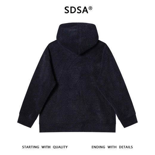 WY1199SDSA男士秋冬新款痞帅男装潮牌抽绳连帽卫衣暗纹提花线条百搭舒适 商品图5