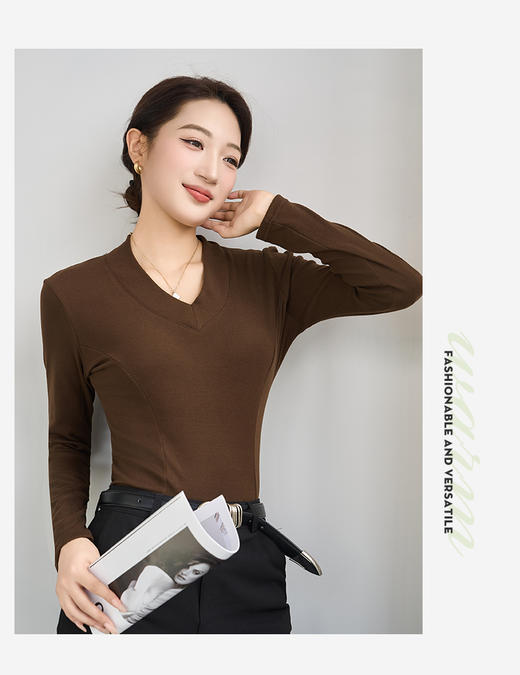 女士秋季打底衫导航仪大V领百搭时尚 商品图2
