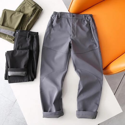 防风防水！加绒加厚！冬季男士户外运动休闲保暖软壳直筒冲锋裤 商品图3