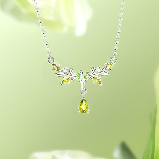 Winy S925银翠叶银枝项链配证书送女友闺蜜节日生日礼物 商品图0