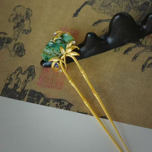 龢盒原创 老翡翠竹蝉银簪 商品图2