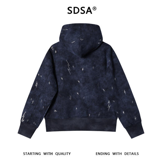 WT220SDSA男士秋冬新款痞帅男装休闲国潮复古滴胶拉链连帽卫衣百搭舒适 商品图5