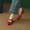 【预售5天】法式复古真皮低跟小皮鞋女新款尖头浅口单鞋一字带玛丽珍鞋HYT&MS-7439 商品缩略图4