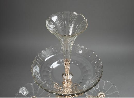 独角鹿西洋古董法国洛可可风格古典花叶主题镀银精雕装饰水晶托盘马蹄莲造型艺术摆件果盘 商品图2