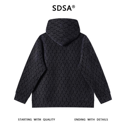 WY1150SDSA男士秋冬新款痞帅男装设计师撞色暗纹提花抽绳连帽卫衣高级感 商品图5