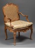【已售】独角鹿西洋古董法国出品路易十五风格卷叶花卉主题榉木精雕装饰藤编椅背扶手椅 商品缩略图1