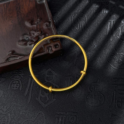 【限时克减150元】足金999.9 #儿童/宝宝 古法空心推拉手镯圆满福字内招财铜钱图案吉言童镯单只宝宝镯BB镯(ANWGFTZ00016))预售产品下单后不退款不退货不换货不补差价 商品图3