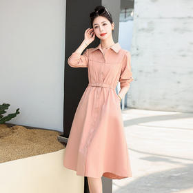 法式长袖收腰衬衫，优雅连衣裙子HR-GRS3202