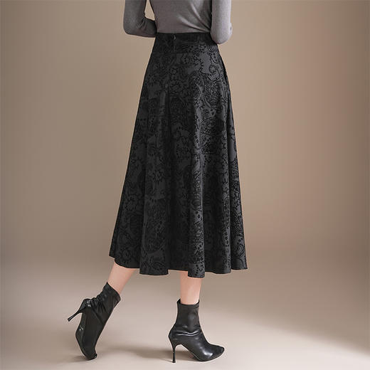 印花通勤百褶大摆裙垂坠感时尚A字裙2025秋季新款长款高腰半身裙 商品图2