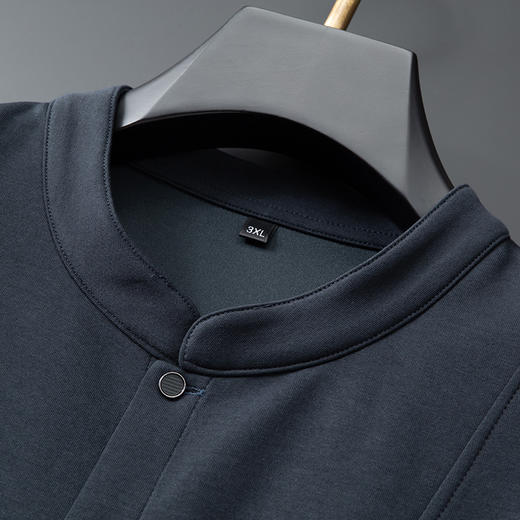 【DDA】大依优型大码男装新中式长袖衬衫潮加肥加大码时尚休闲立领长袖T恤 商品图6