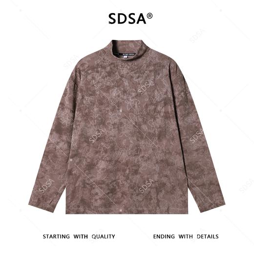 T4805SDSA男士秋冬新款痞帅男装简约扎染花卉提花半高领长袖T恤时尚潮 商品图1