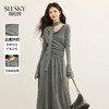 【09/10新品】熙世界灰色针织连衣裙女士设计感气质挂脖荡领长裙子2025秋季新款 商品缩略图0