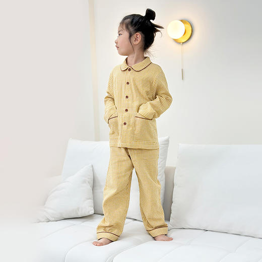 宜色家双层纱儿童家居服|快乐小猫系列，100%新疆棉，舒适透气不闷汗 商品图3