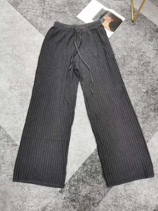 RM725#纯色抗条针织阔腿裤 商品图3
