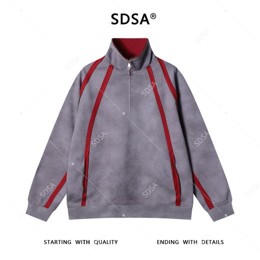 WY1068SDSA男士秋冬新款痞帅男装扎染撞色织带半拉链立领卫衣宽松休闲 商品图1