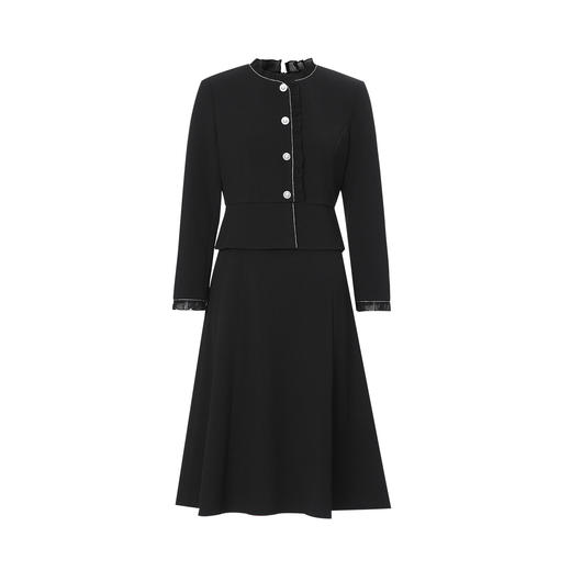 EITIE爱特爱木耳领假两件收腰显瘦通勤气质2025秋季新款连衣裙C2507838 商品图11