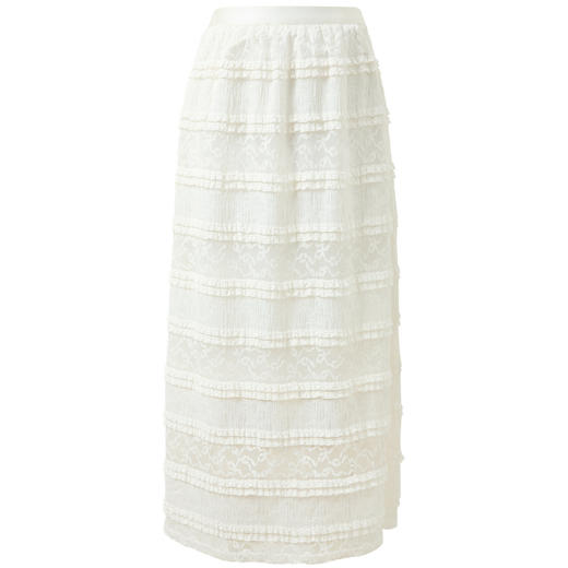 三彩2025冬季新款小白裙长裙半身裙高腰蕾丝蛋糕裙少女甜美M 商品图4