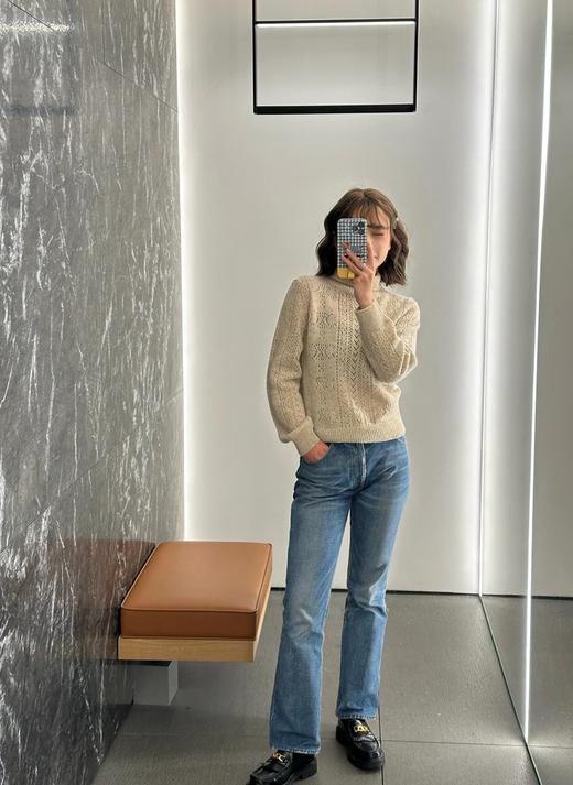 TY406-CELINE赛琳 SS24 纯色高领套头罗纹长袖毛衣 女款 米白色  (PG*MM) 9.10直播款 商品图5