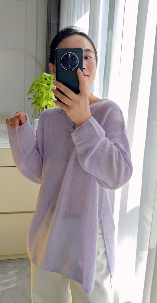 朦胧紫月光山羊绒天丝莱赛尔绵羊毛毛衫 商品图2