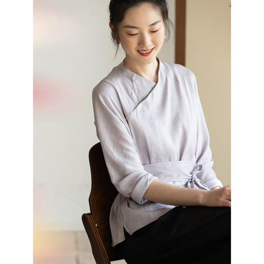 牧衣游原创 重磅22姆米双宫绸净色真丝衬衫复古新中式上衣 闻风里 商品图1