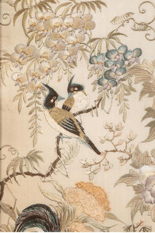 独角鹿西洋古董中国出品木框螺钿镶嵌屏开富贵主题粤绣插屏艺术摆件 商品图4