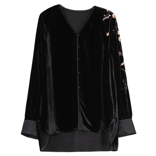 牧衣游原创 丝绒精工手绣套头衫宽松复古东方新中式短外套 浮光 商品图4