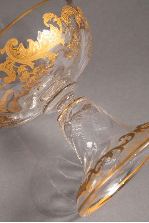 独角鹿西洋古董 法国著名水晶工坊圣路易出品24K描金修饰Micado花纹款精雕水晶酒具套件 商品图3