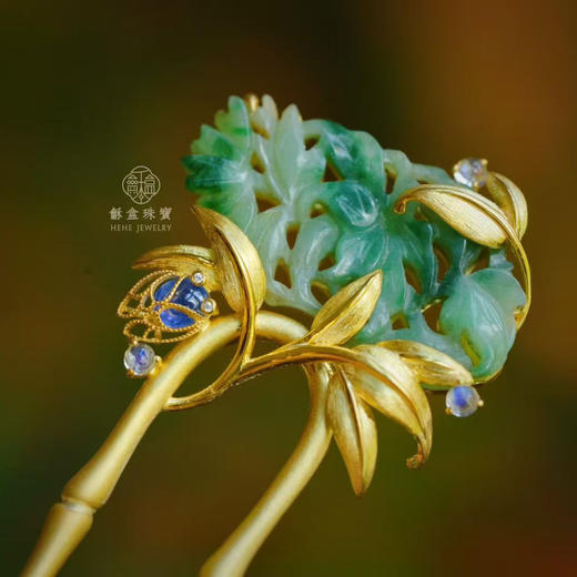 龢盒原创 老翡翠竹蝉银簪 商品图0