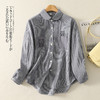 GYH 6210休闲千鸟格长袖宽松休闲大码小猫刺绣格子衬衫 商品缩略图1
