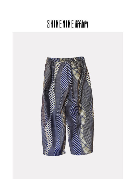 S432832532小众拼接格纹休闲裤 商品图1