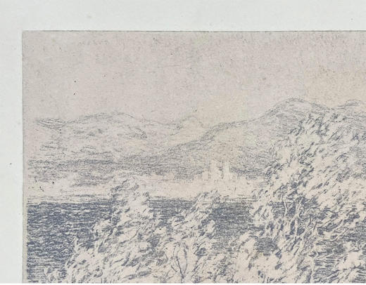 独角鹿西洋古董1892年代法国巴黎Belfond & Cie出版印象派大师莫奈授权版画家Georges William Thornley出品限量石版画作品《昂蒂布海角远眺》 商品图2